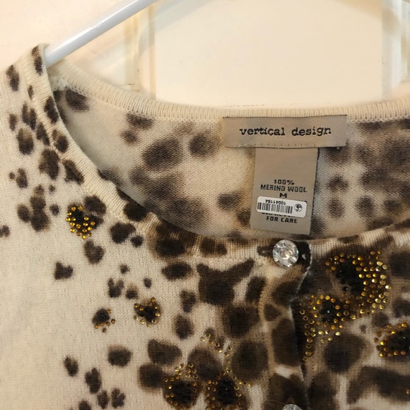 Animal Print Merino Wool Cardigan - Picture 3 of 3